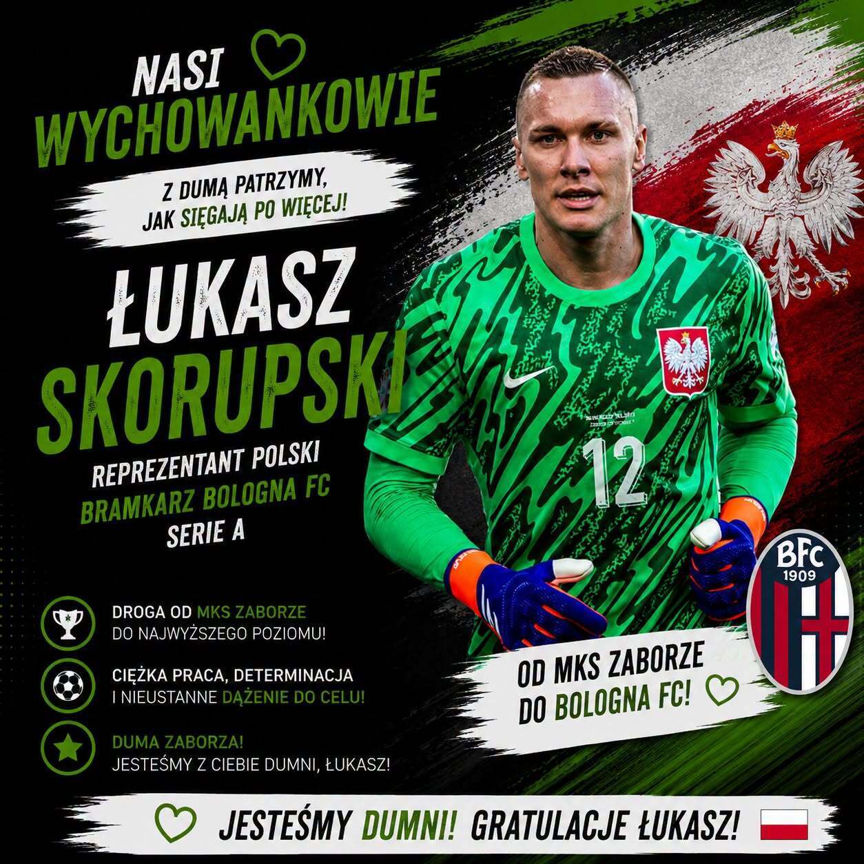 Łukasz Skorupski w stroju reprezentacji Polski